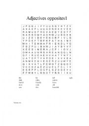 adjectives wordsearch