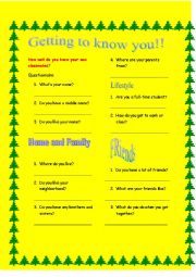 English Worksheet: Getting to know you