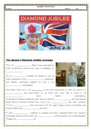 English Worksheet: The Queens Diamond Jubilee message (with Key)