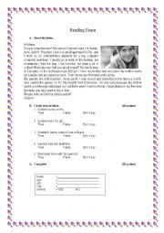 English Worksheet: Reading Exam