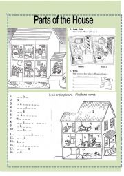 English Worksheet: Parts Of The House