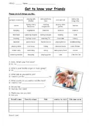 English Worksheet: Get to know your friends