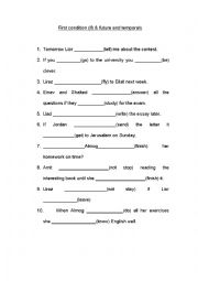 English worksheet: temporals
