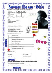 English Worksheet: SOMEONE LIKE YOU - ADELE