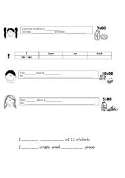 English worksheet: Meal times