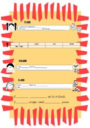 English worksheet: Meal times