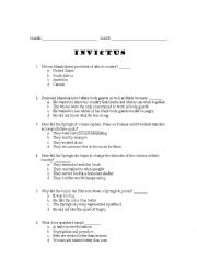 English Worksheet: Invictus Movie Worksheet