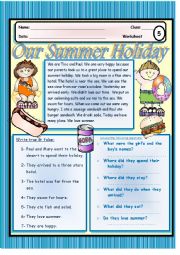 English Worksheet: Our Summer Holiday