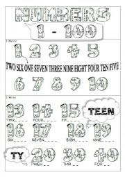 English Worksheet: numbers 1-100