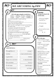 English Worksheet: WE ARE YOUNG by 