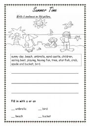 English Worksheet: Summer Time