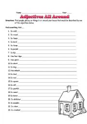 English Worksheet: Adjectives All Around