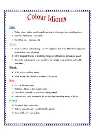 English Worksheet: colour idioms 