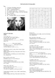 English Worksheet: Set Fire to the Rain - Adele - Valentines Activity