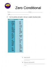 English Worksheet:  conditional 0 