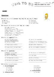 English Worksheet: Verb TO BE (Simple Present)