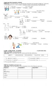 English Worksheet: Comparative and superlative test