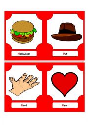 English Worksheet: Alphabet Words - H (flash cards)