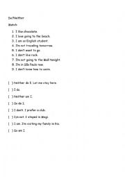 English Worksheet: So/Neither