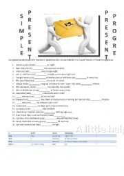 English Worksheet: Present Progressive vs Simple Present