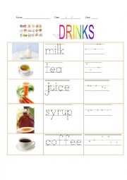 English Worksheet: Drinks