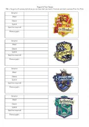 English Worksheet: Hogwarts four Houses