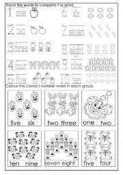 English Worksheet: Numbers 1- 10