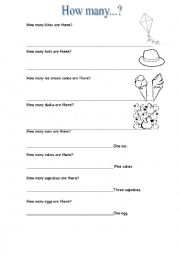 English worksheet: how many...?