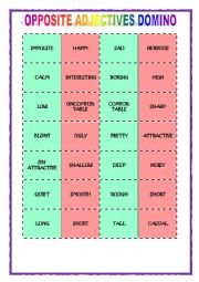 English Worksheet: OPPOSITE ADJECTIVES DOMINO 