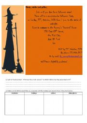 English Worksheet: Halloween party