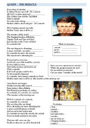 English Worksheet: Queen - The Miracle 