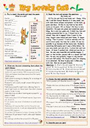 English Worksheet: My Lovely Cat