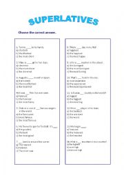 English Worksheet: Superlatives quiz