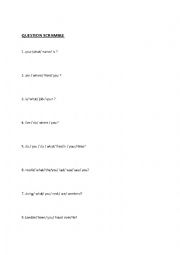 English worksheet: question scramble