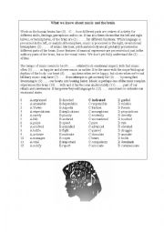 English Worksheet: What we know about music and the brain - reading