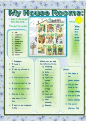 English Worksheet: Rooms Of  My House.