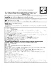 English Worksheet: writing a dialogue