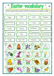 English Worksheet: Easter vocabulary - matching