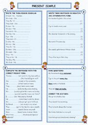 English Worksheet: PRESENT SIMPLE