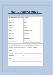 English Worksheet: WH -Questions
