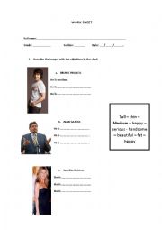 English Worksheet: describing persons