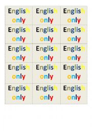 English Worksheet: English Only Card Game