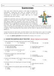 English Worksheet: Scarecrows