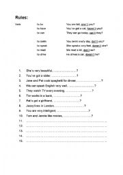 English Worksheet: Question tags