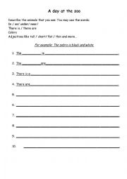 English worksheet: a day at the zoo