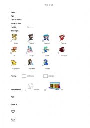 English worksheet: This is me - part 1