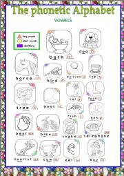 English Worksheet: The phonetic alphabet poster ( VOWELS)