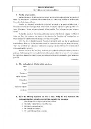 English Worksheet: Worksheet - Me and the professional world