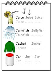 Alphabet Writing Worksheet J