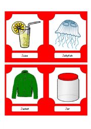 English Worksheet: Alphabet Words - J  (flash cards)